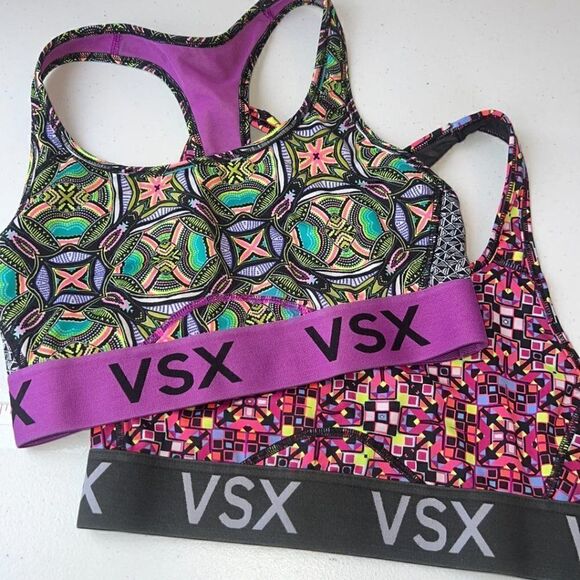 Victoria Secret Womens Multicolor Racerback Strap Sports Bra Size Small Lot Of 2 - Picture 1 of 5